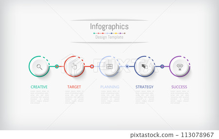 Infographic 5 options design elements for your business data. Vector Illustration. 113078967