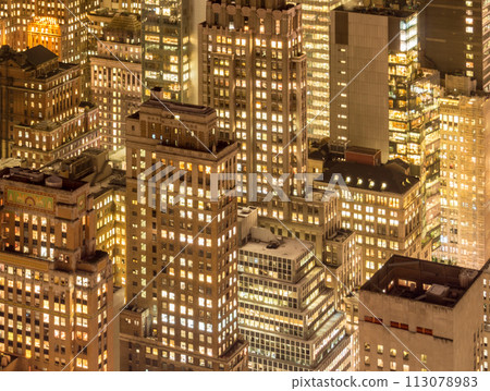 View of New York Manhattan during sunset hours 113078983