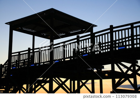 Futami Seaside Park Observation Deck at Dusk, Iyo City, Ehime Prefecture 113079308