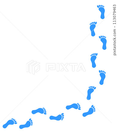 Illustration of footprints of a person walking barefoot Illustration of footprints of a person walking barefoot 113079463