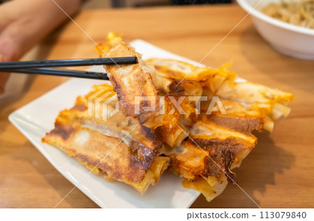 fried dumpling in a restaurant 113079840