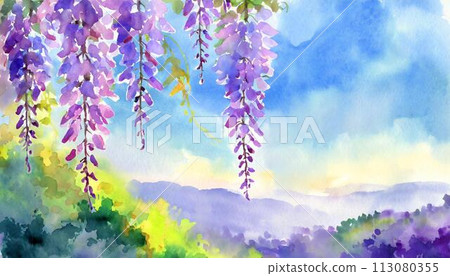 Wisteria flower (AI generated material) 113080355