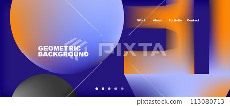 Colorful geometric background with circles. Vector Illustration For Wallpaper, Banner, Background, Card, Book Illustration, landing page Colorful geometric background with circles. Vector Illustration For Wallpaper, Banner, Background, Card, Book Illustration, landing page 113080713