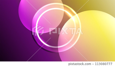 Neon glass circle copyspace for your text or product presentation geometric background. Vector illustration For Wallpaper, Banner, Background, Card, Book Illustration, landing page Neon glass circle copyspace for your text or product presentation geometric background. Vector illustration For Wallpaper, Banner, Background, Card, Book Illustration, landing page 113080777