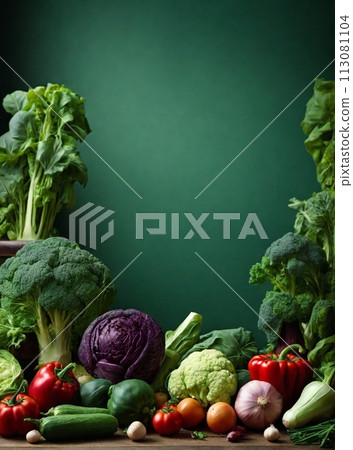 Fresh vegetables for text in the center 113081104