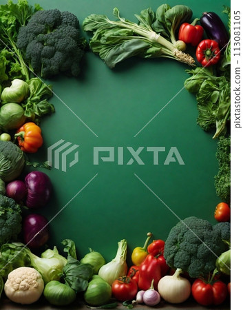 Lined vegetables with text in the center 113081105