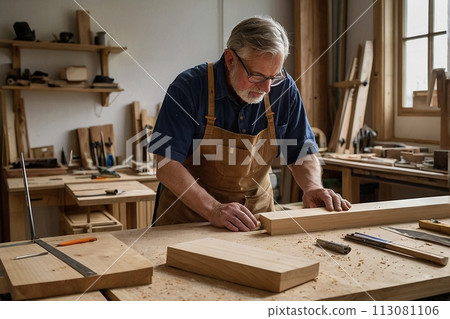 Senior hand repairing at workshop 113081106