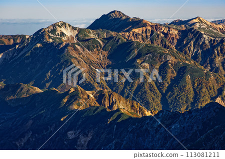 Mt. Washu and Mt. Suisho seen from Mt. Okuhotaka in the Northern Alps 113081211