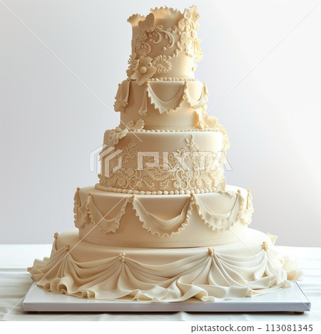 Wedding cake on white background. Classic wedding-cake Wedding cake on white background. Classic wedding-cake 113081345