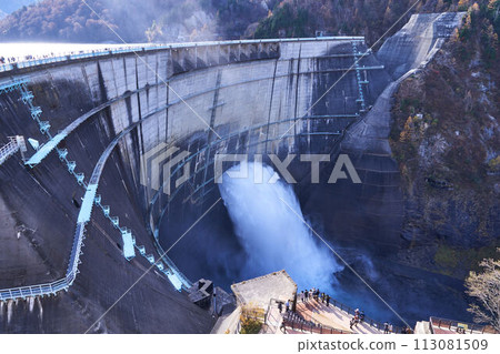 Toyama Prefecture: Kurobe Dam water release in autumn Toyama Prefecture: Kurobe Dam water release in autumn 113081509
