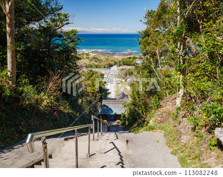 從須崎神社主殿眺望參道和太平洋 從須崎神社主殿眺望參道和太平洋 113082248