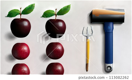 red berries, fork and spoon red berries, fork and spoon 113082262