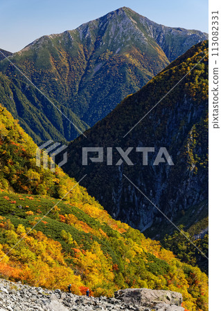 Mt. Jonen seen from Karasawa Curl in autumn Mt. Jonen seen from Karasawa Curl in autumn 113082331