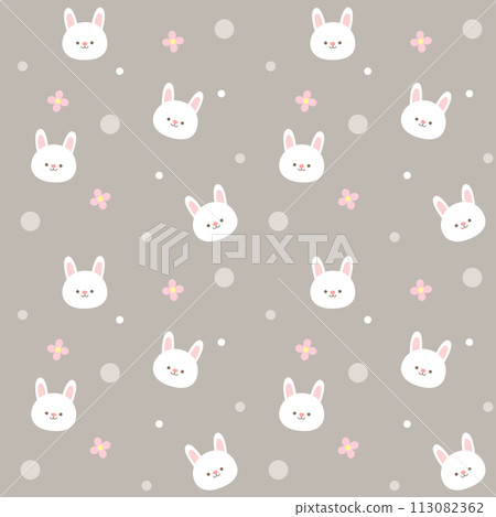 cute kids pattern hand drawn bunny face in the garden background vector illustration 113082362