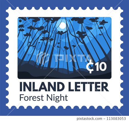 Inland letter forest night with full moon postmark 113083053