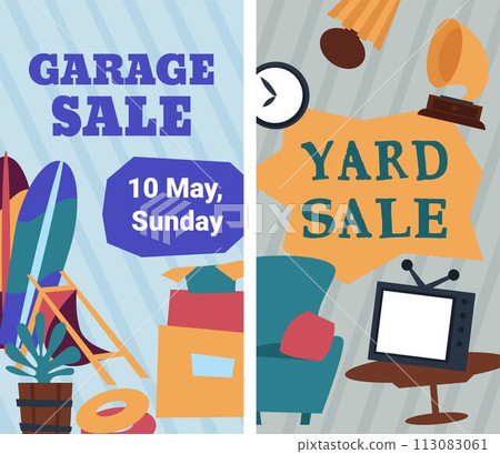 Garage and yard sale, buy unique second hand stuff 113083061