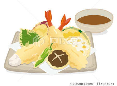 Food_Japanese food_Tempura_Assorted tempura with tempura sauce 113083074