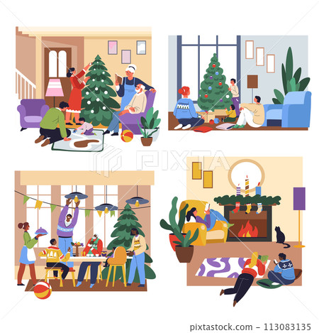 Christmas holiday celebration at home, family 113083135