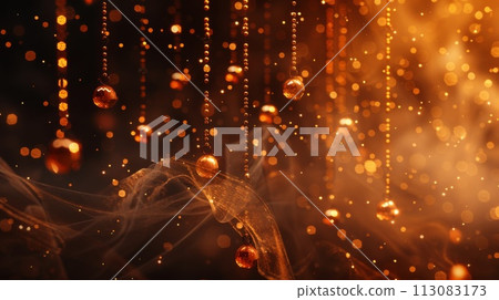 Abstract golden background with glittering lights and stars. 113083173
