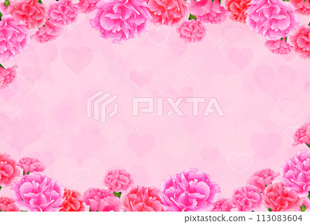 Carnation and heart frame background Mother's Day 113083604