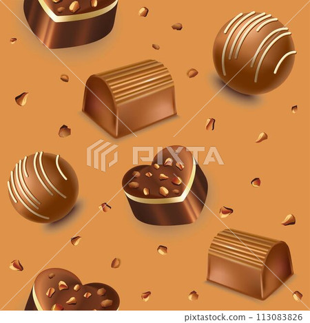 Dessert and sweets, chocolate candies with cream Dessert and sweets, chocolate candies with cream 113083826