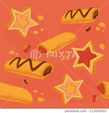 Cookies and biscuits with chocolate and cream Cookies and biscuits with chocolate and cream 113083833