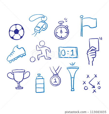 Hand drawn soccer illustration set Hand drawn soccer illustration set 113083835
