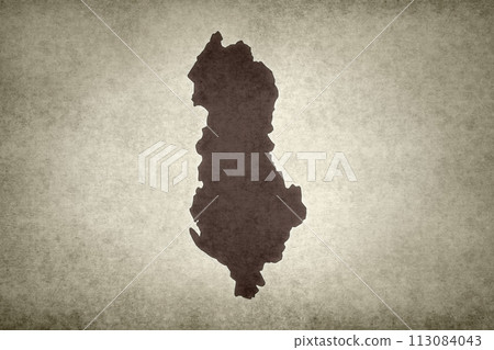 Map of Albania printed on an old paper 113084043