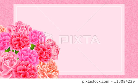Carnation and rose frame background 16:9 113084229