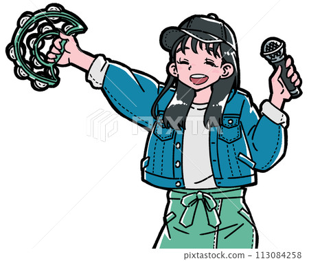 女孩在卡拉 OK 玩得很開心 113084258