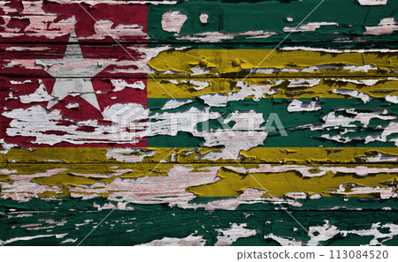 Flag of Togo painted on a wooden board 113084520