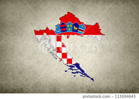 Map of Croatia printed on an old paper 113084643
