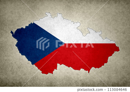 Map of Czech Republic printed on an old paper 113084646