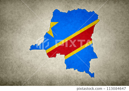 Map of the Democratic Republic of the Congo printed on an old paper 113084647