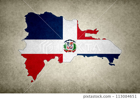 Map of the Dominican Republic printed on an old paper Map of the Dominican Republic printed on an old paper 113084651