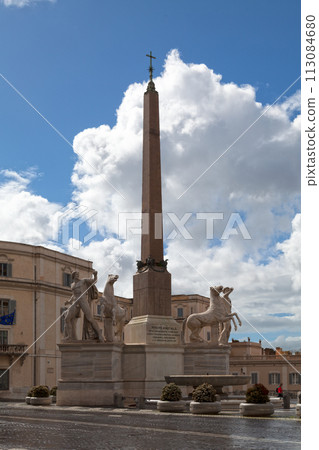 The obelisk of the Quirinal in Rome 113084680