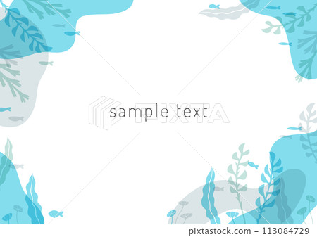 Frame of seaweed and sea creatures 113084729