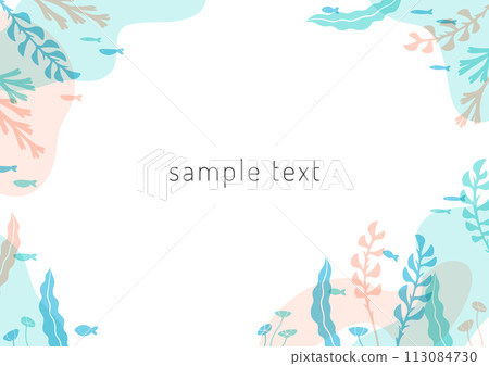 Frame of seaweed and sea creatures 113084730