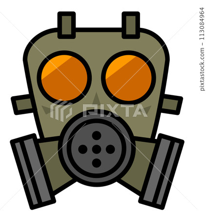 有害細菌、細菌和有毒氣體防毒面具的插圖 113084964