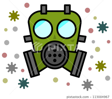 有害細菌、細菌和有毒氣體防毒面具的插圖 有害細菌、細菌和有毒氣體防毒面具的插圖 113084967