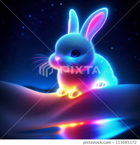兔子在月光下閃閃發亮 113085172