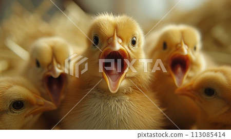 small cute chickens close up 113085414