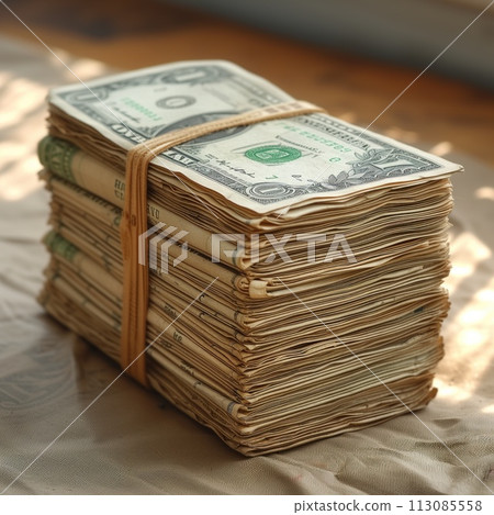thick wad of money dollars 113085558