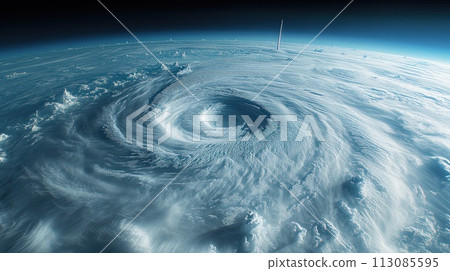 cyclone formation tornado satellite view 113085595
