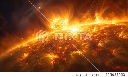 fiery flares on the sun cosmic 113085660