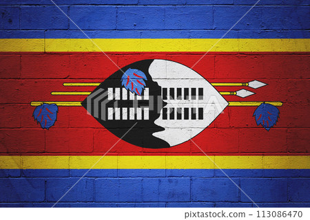 Flag of Swaziland painted on a wall Flag of Swaziland painted on a wall 113086470