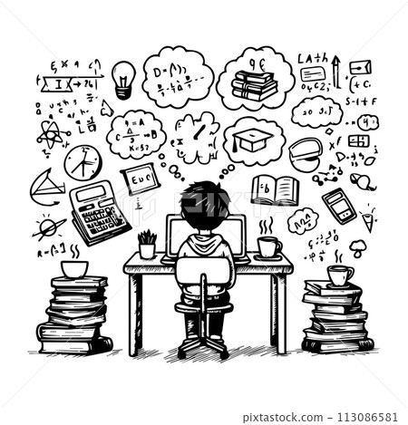 Young Student Immersed in Studying Young Student Immersed in Studying 113086581