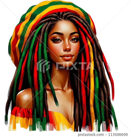 Reggae Rasta woman in Rasta color - Stock Illustration