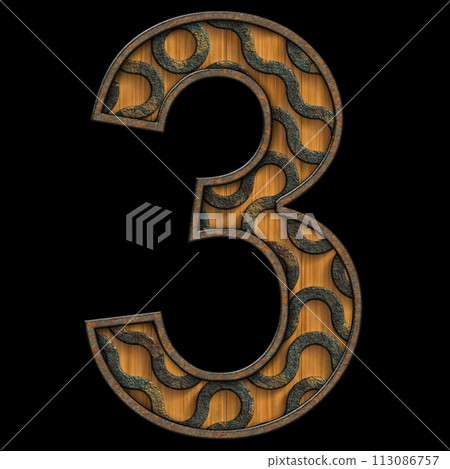 3D render of wood and metal number 3D render of wood and metal number 113086757