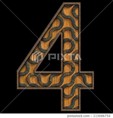 3D render of wood and metal number 3D render of wood and metal number 113086758